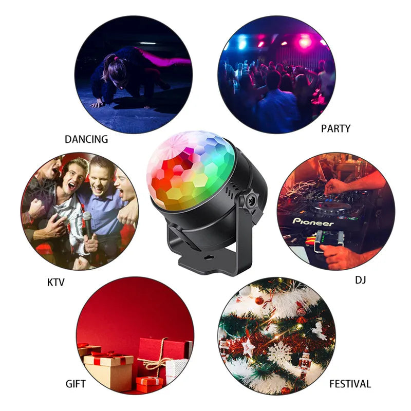 Afralia™ LED Disco Ball USB Stage Lights Music Sync Rotating RGB for Party Lighting