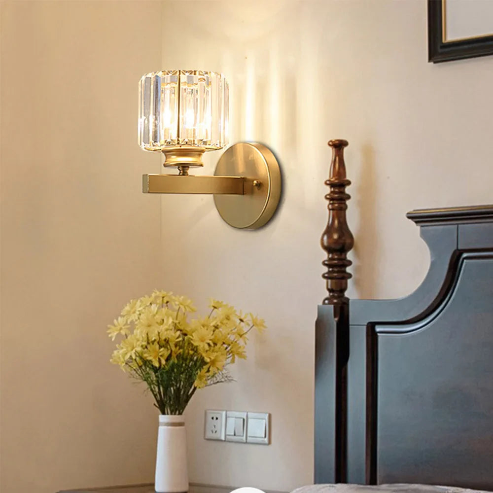 Afralia™ Crystal Glass Wall Sconce for Bedroom & Living Room Lighting