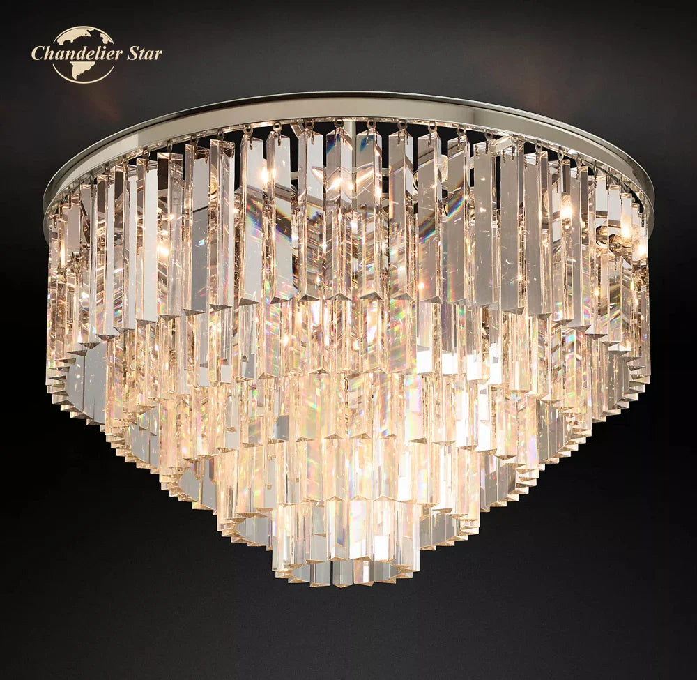 Afralia™ Crystal Flushmount Chandelier - Modern Ceiling Light for Living Room