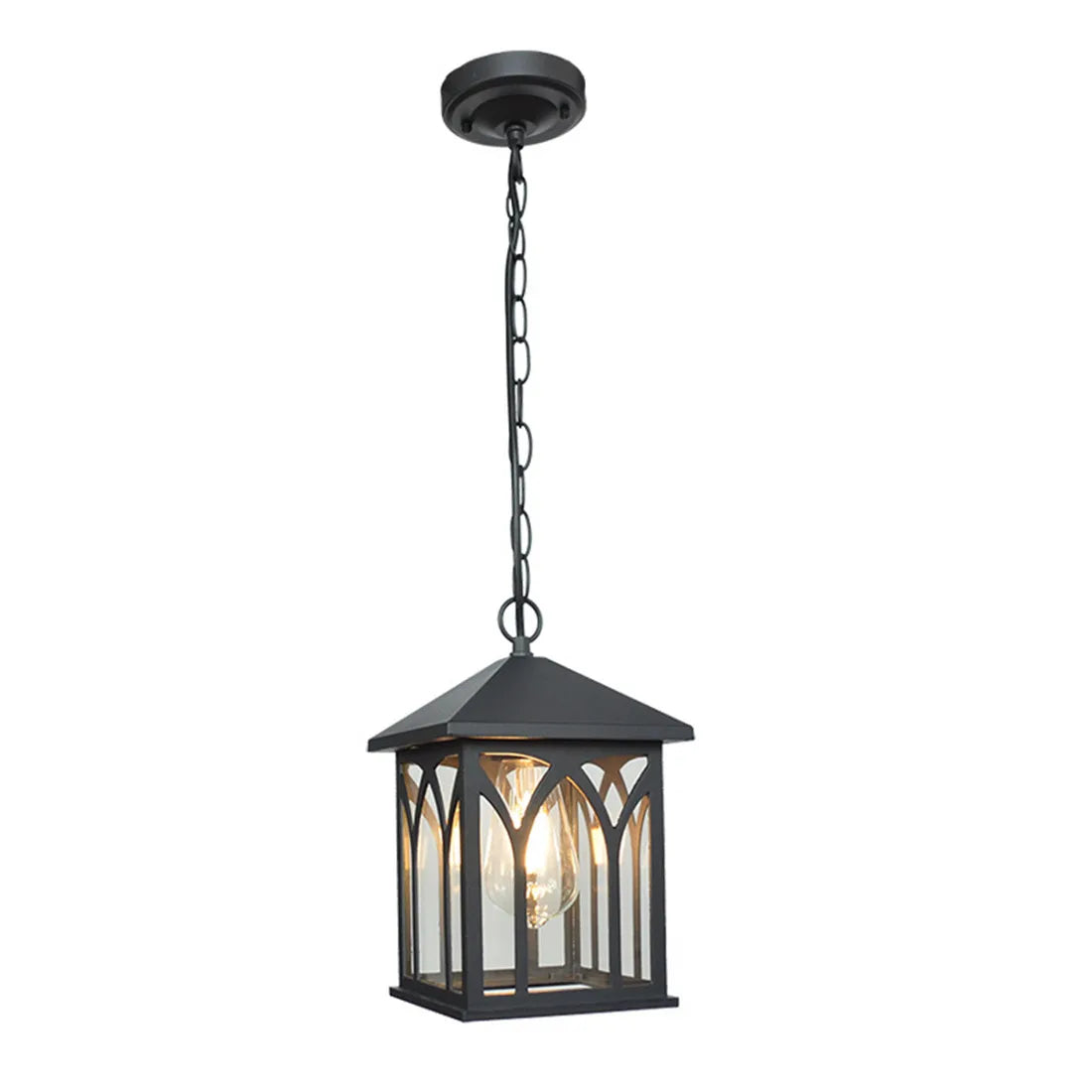 Afralia™ Vintage Glass Pendant Light for Porch Foyer, Adjustable Height, E27 Indoor/Outdoor Hanging Lantern