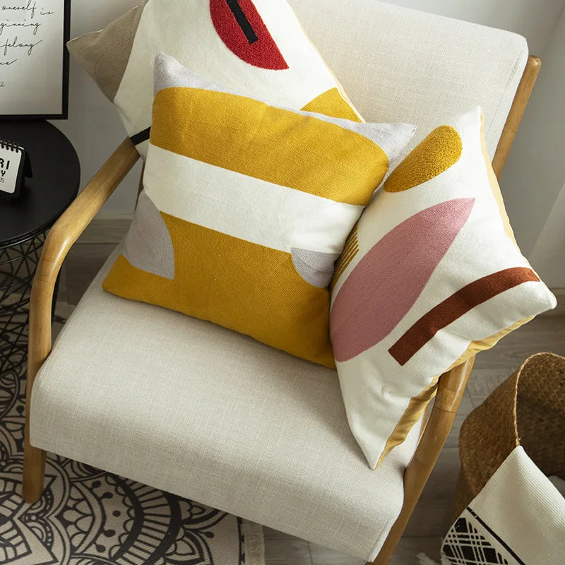Afralia™ Embroidered Cushion Cover Set of 4 Colors for Home Decoration