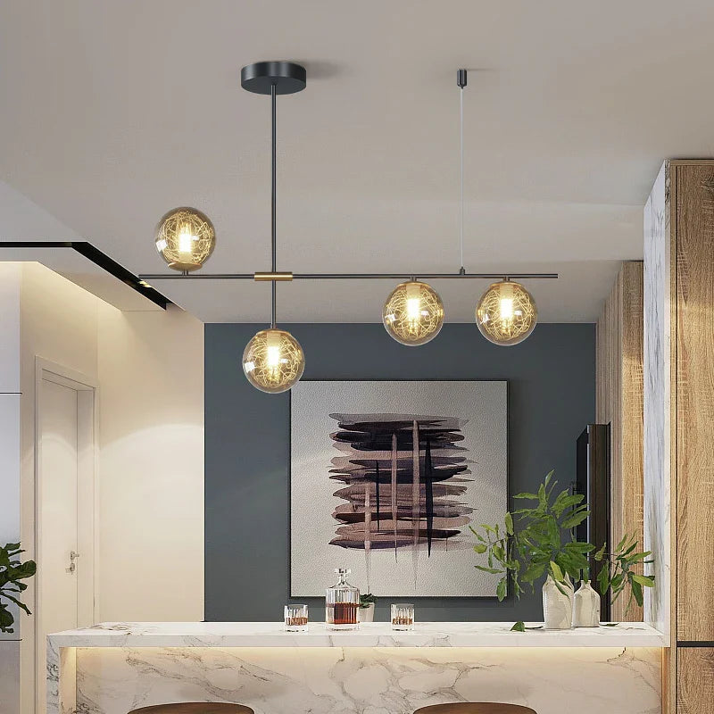 Afralia™ Glass Ball Chandelier Ceiling Lights for Home Decor - Modern LED Pendant Lamp