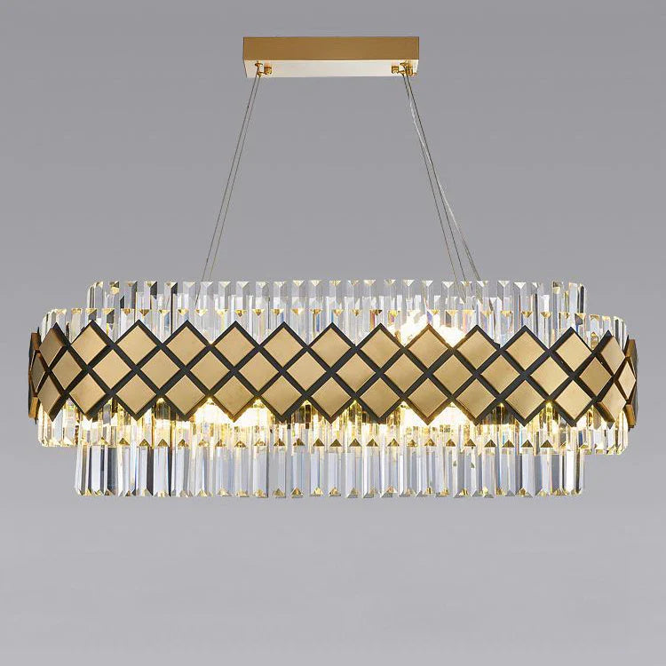 Afralia™ Gold LED Crystal Clear Art Deco Chandelier for Foyer