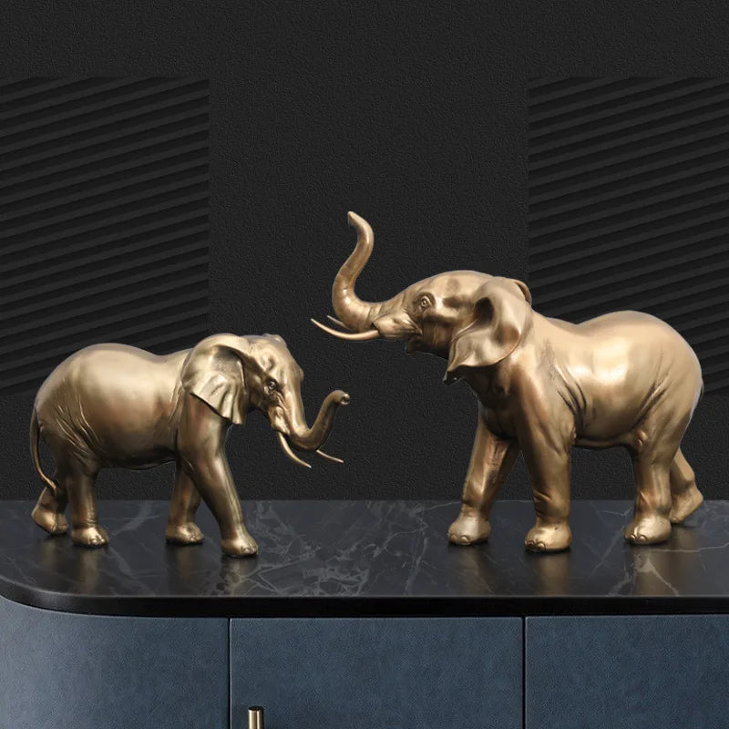 Afralia™ Nordic Elephant Couple Decor Statue for Modern Home Office Hotel Tabletop Accent