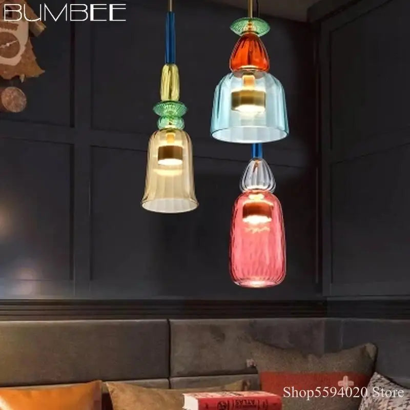 Afralia™ Retro Glass Candy Pendant Light for Children's Room - Nordic Style
