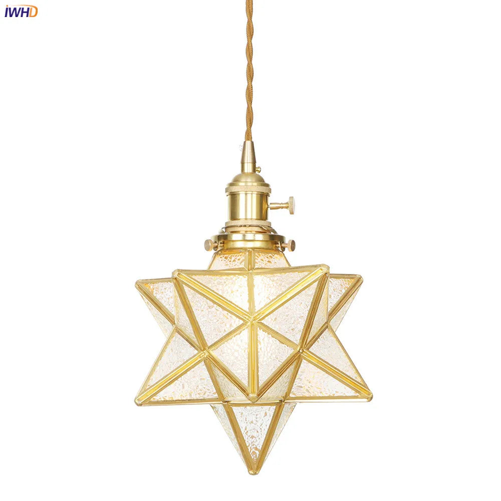 Afralia™ Glass Copper LED Pendant Light for Kitchen Cafe Living Room