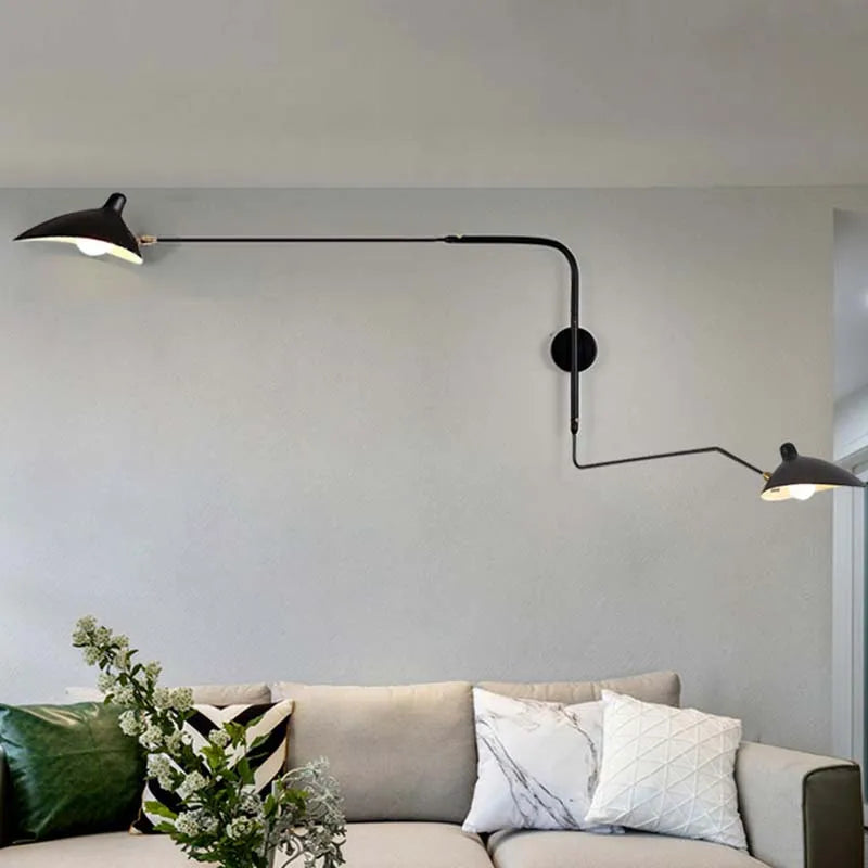 Serge Mouille Retro Loft Industrial Wall Lamps by Afralia™ - Rotating Sconce Lights