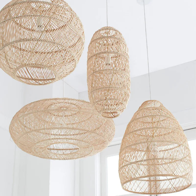 Afralia™ Rattan Wicker Hanging Lamp: Chinese Style Vintage Suspension for Dining Room