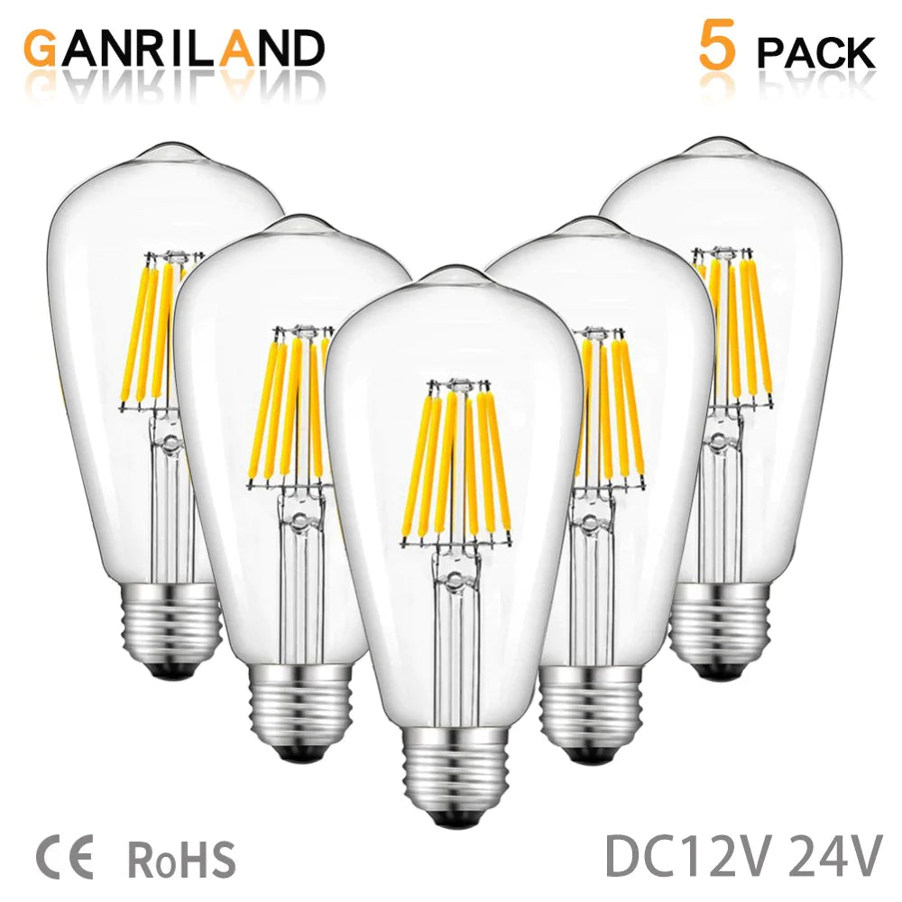 Afralia™ Low Voltage 6W E27 LED Bulb 2700K 4500K Clear Glass Retro Cabin Lamp