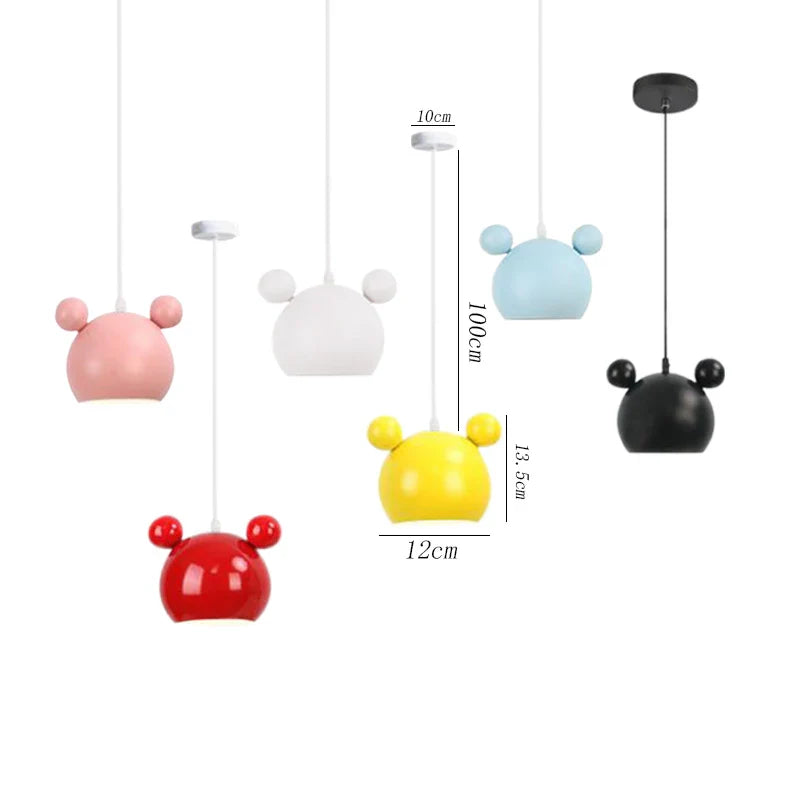 Afralia™ Mickey Kids Room Pendant Lamp - Creative Cartoon Design, Macaron Colors