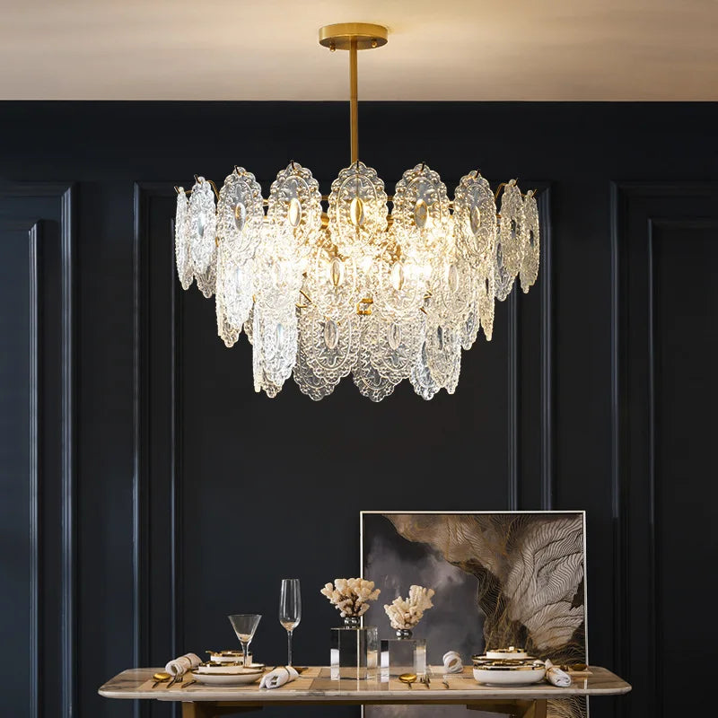 Luxury French Glass Flower Chandelier by Afralia™ - Vintage Nostalgic Modern Design