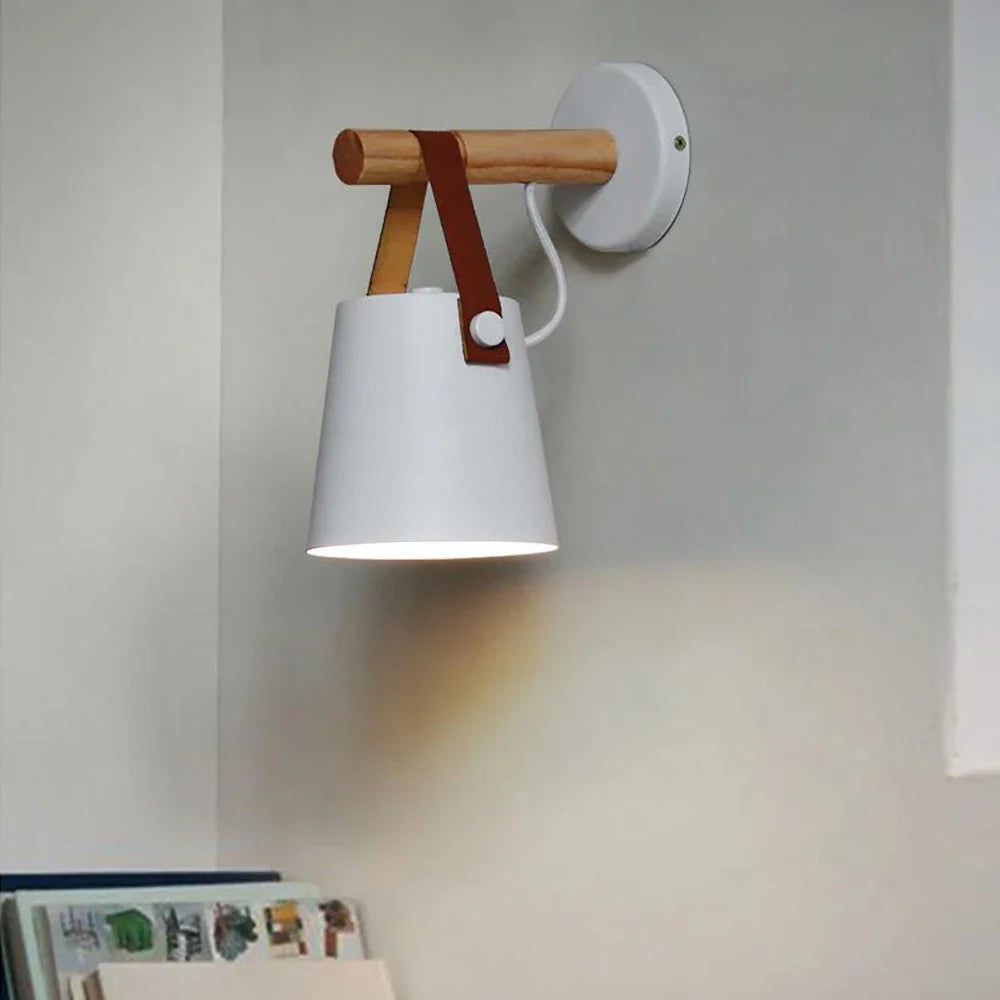 Afralia™ Nordic Wood Wall Lights with 5W LED, Modern Designer E27 Lamp for Living Room