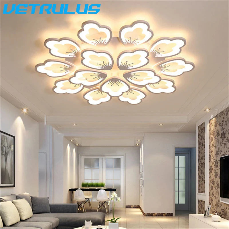 Afralia™ Lotus Design LED Acrylic Chandelier Ceiling Lamp for Modern Living, Dining, and Study Rooms