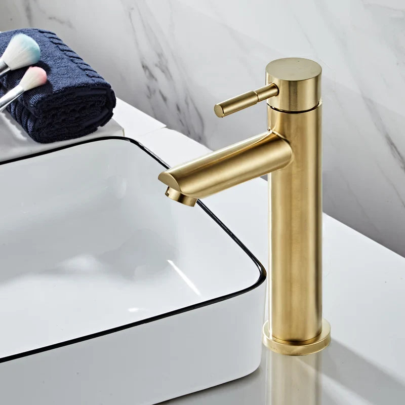 Afralia™ Brushed Gold Bathroom Basin Faucet, Single Handle Deck Mounted Mixer Tap