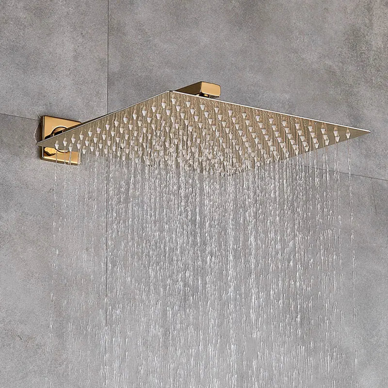 Afralia™ Golden Bathroom Shower Set with Square Rainfall Head and Concealed Mixer Taps