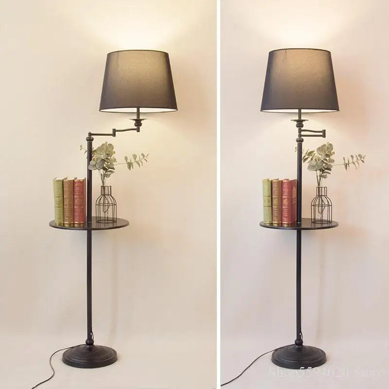 Afralia™ Wooden Floor Lamp: Nordic Style Storage Tray Vertical Lamp for Living Room, Bedroom, Study