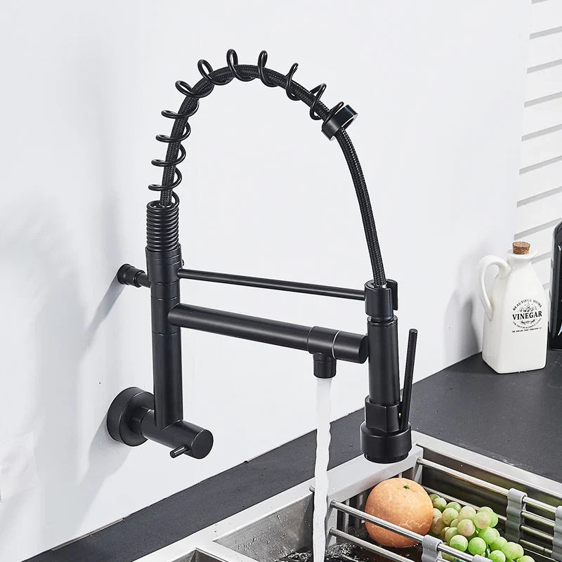 Afralia™ Matte Black Pull Down Kitchen Faucet with Dual Spouts