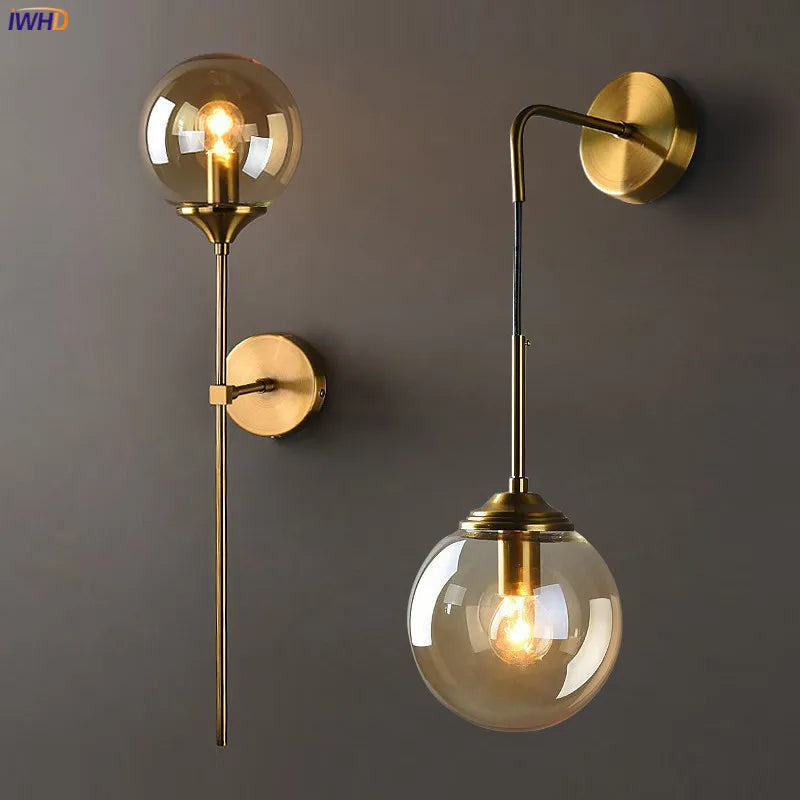 Afralia™ Glass Ball LED Wall Lamp for Nordic Modern Bedroom Lighting