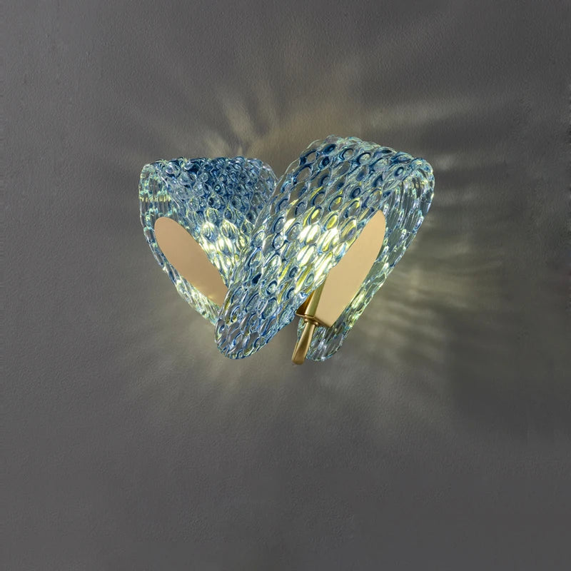 Afralia™ Copper Glass Blue Beauty Designer Wall Sconce LED Wall Light