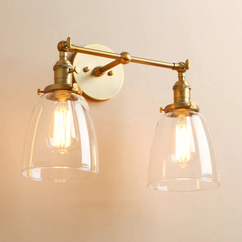 Afralia™ Vintage Industrial 2-Light Wall Sconce with Clear Glass Shade