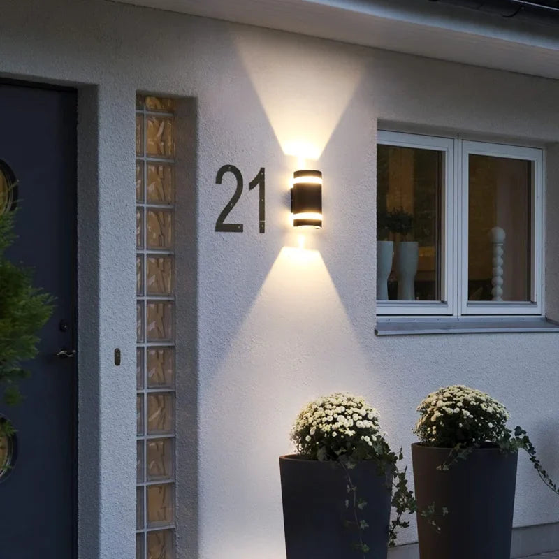 Afralia™ Outdoor LED Wall Light Waterproof Aluminum Black Porch Garden Lamp Sconce