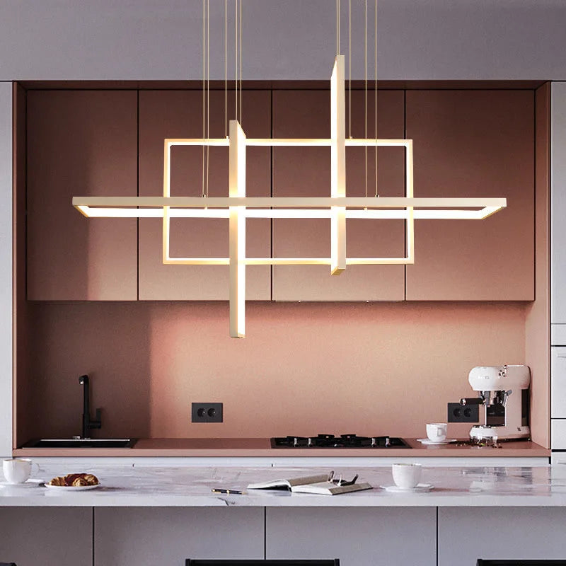 Afralia™ Geometric Aluminum Pendant Light for Living Bedroom Restaurant Kitchen - Modern Art Luminaire