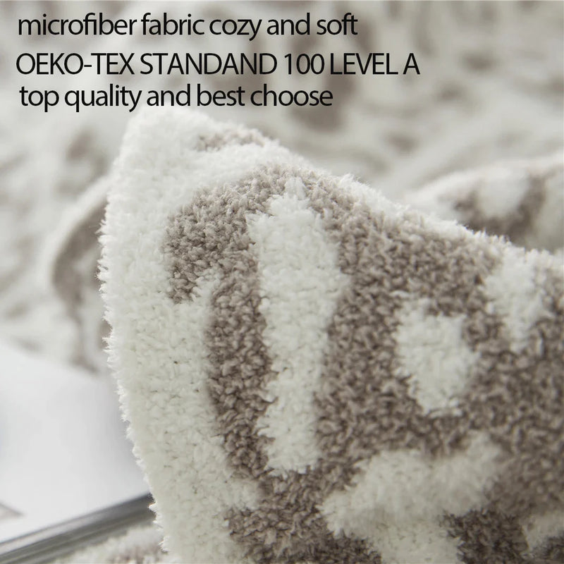 Afralia™ Cozy Leopard Print Knitted Blanket - Winter Faux Fur Microfiber Throw