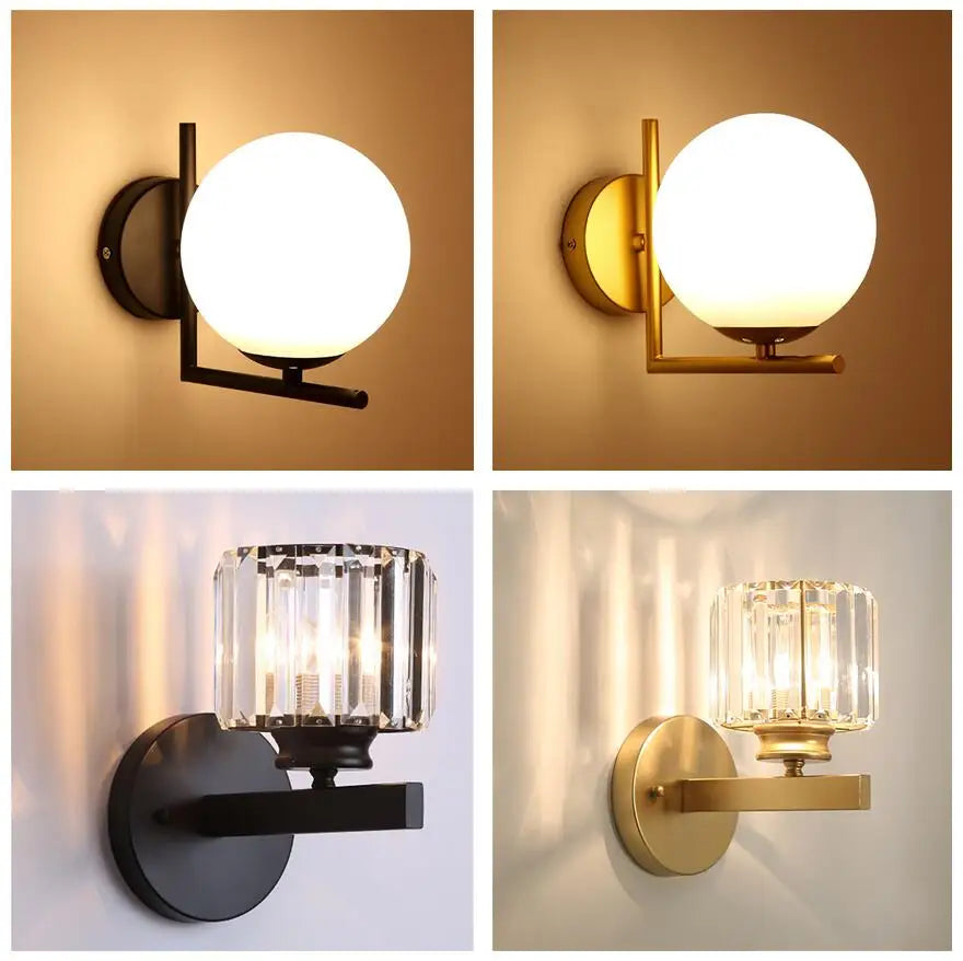 Afralia™ Glass Ball LED Wall Lamp for Corridor Bedroom Living Room Décor