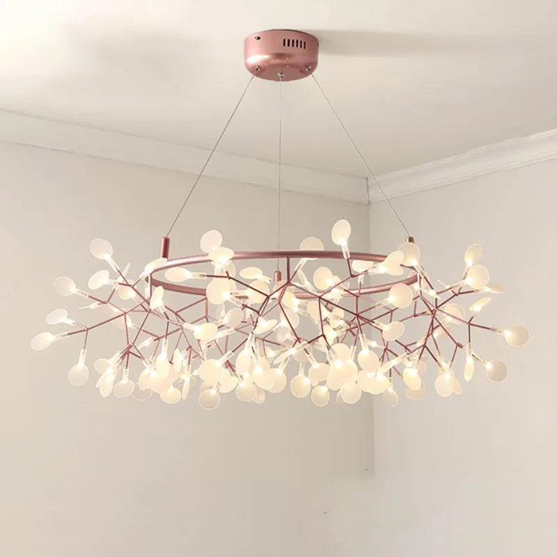 Afralia™ Modern Nordic Heracleum Chandelier Light in Black/Rose Gold for Living Room & Kitchen