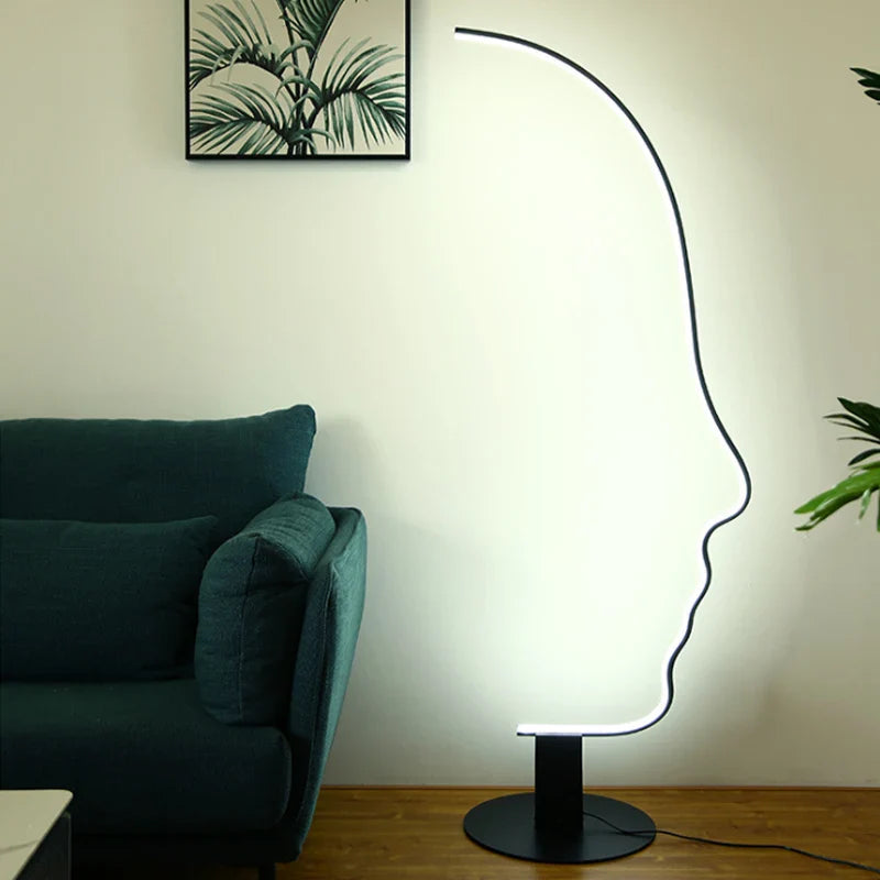 Afralia™ Modern Minimalist Human Face LED Floor Lamp for Home Bedroom Living Room Lighting