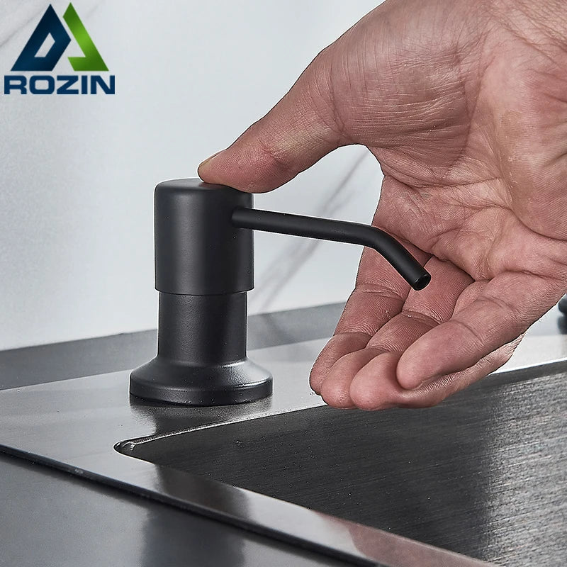 Afralia™ 220ML Black Kitchen Soap Dispenser Stainless Steel Head, 3 Colors Liquid Detergent Bottle