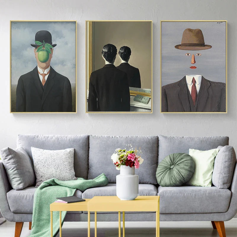 Afralia™ Rene Magritte Canvas Painting Print for Living Room Wall Art Cuadros