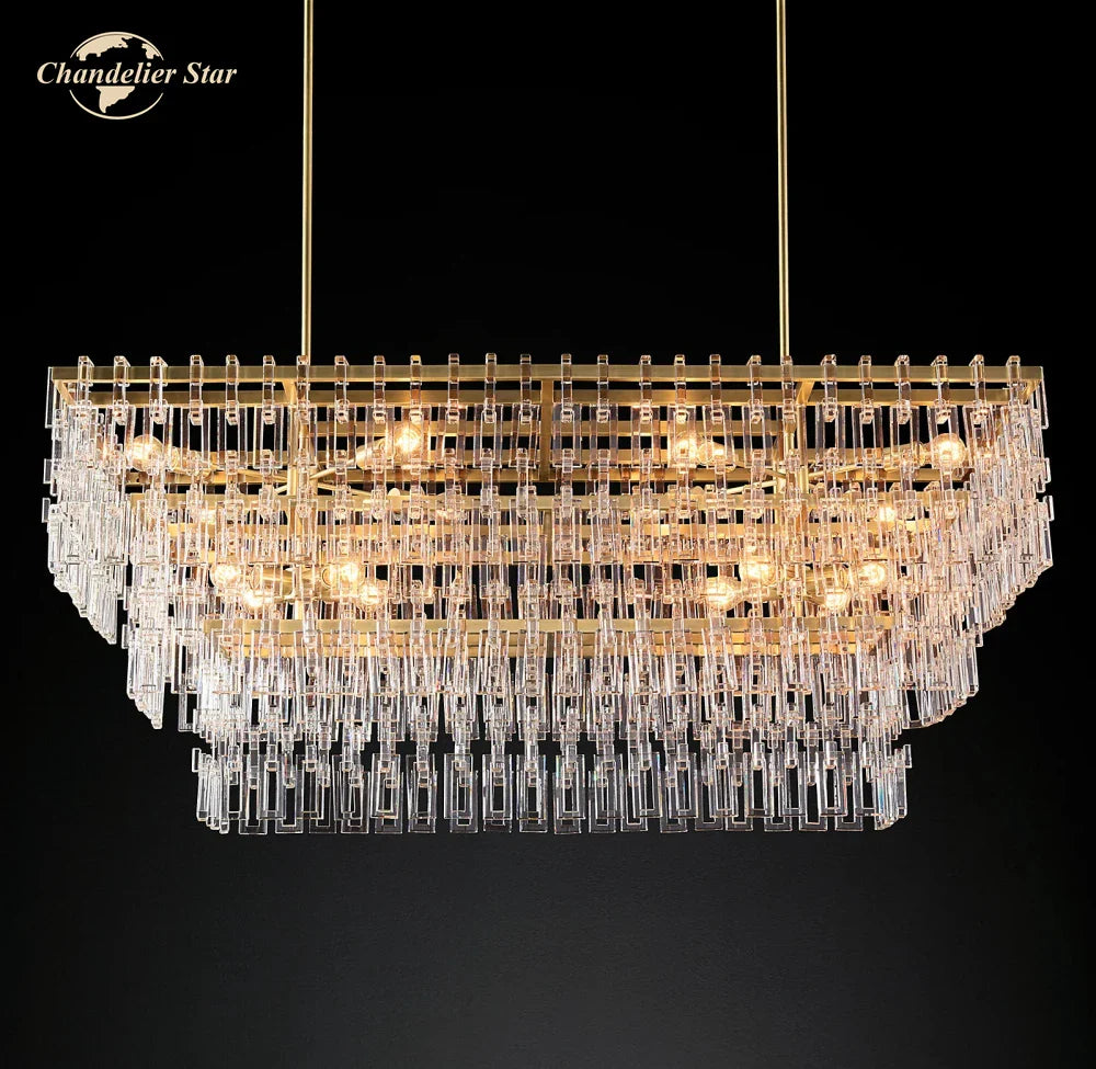 Afralia™ Marignan Crystal Chandelier Tiered Pendant Light for Living Room Dining Luxury