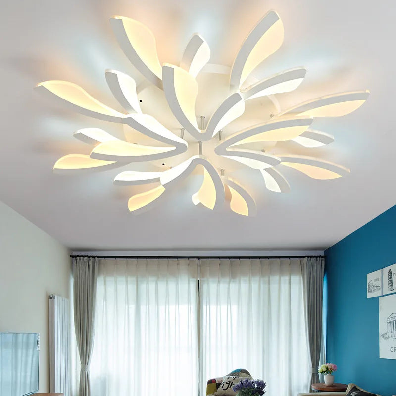 Afralia™ Modern LED Ceiling Chandelier for Home Living Room Bedroom Dining, Remote Control Lighting Fixtures