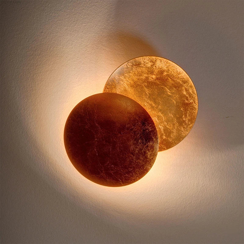 Afralia™ LED Gold Eclipse Circle Wall Lamp for Bedroom Living Room