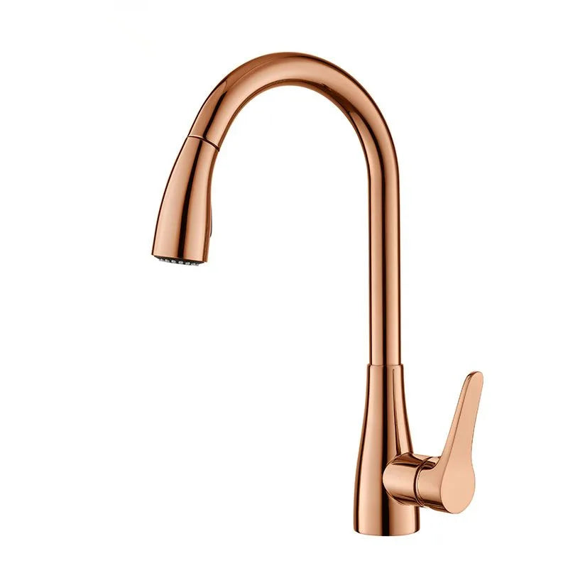 Afralia™ Rose Gold Kitchen Faucet with Pull Out Sprayer