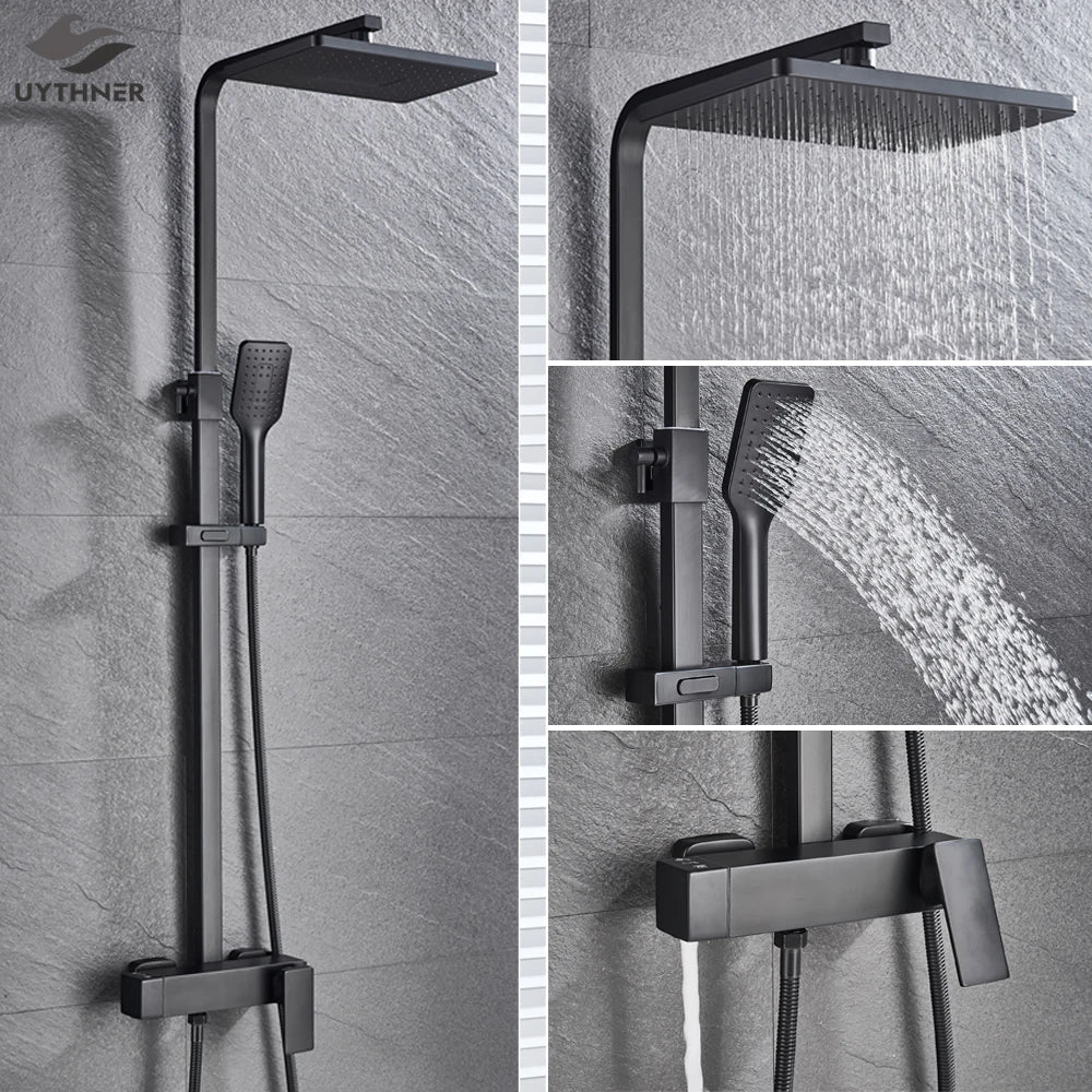 Afralia™ Chrome/Black Rain Shower Wall Mixer with Bathtub Faucet