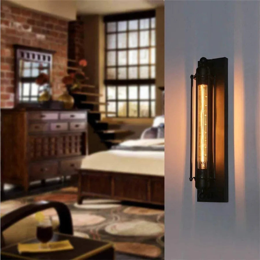 Afralia™ Black Vintage Industrial Wall Sconce for Bedroom Garage Porch Living Room