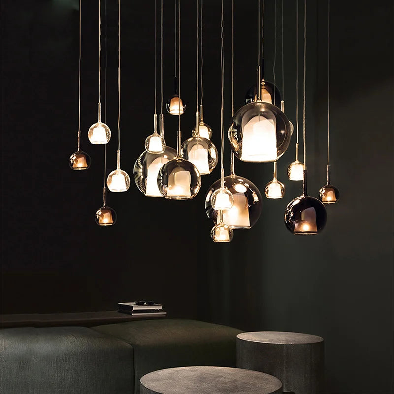 Afralia™ Glass Pendant Light: Modern Nordic Art for Bar, Restaurant - Single Head