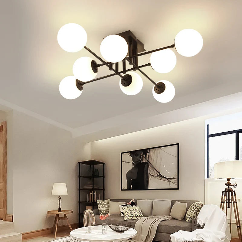 Afralia™ Milk Glass Ceiling Light Modern Ceiling Lamp Living Room Lighting