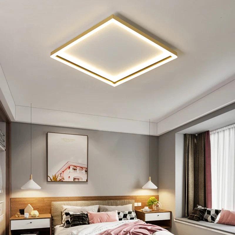 Afralia™ LED Minimalist Chandelier in Black/Golden Finish for Living Room and Bedroom