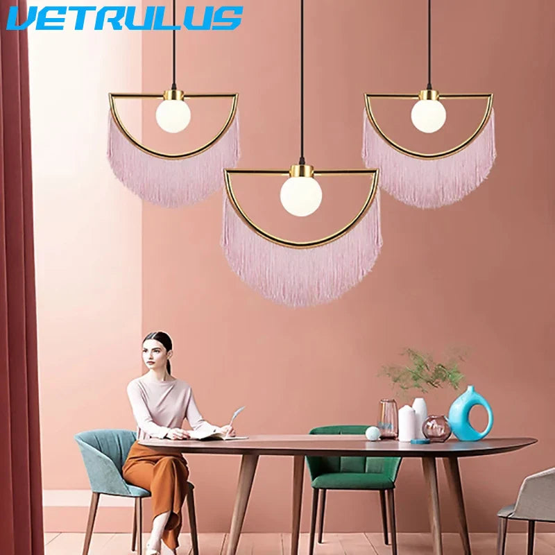 Afralia™ Tassels Chandelier: Vintage Nordic Pendant Light for Living & Dining Room Decor