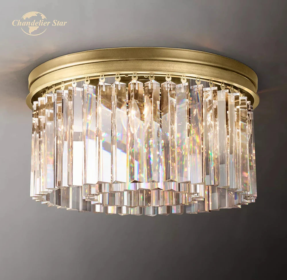 Afralia™ Modern Brass Chrome Black Crystal Ceiling Lights for Bedroom and Living Room