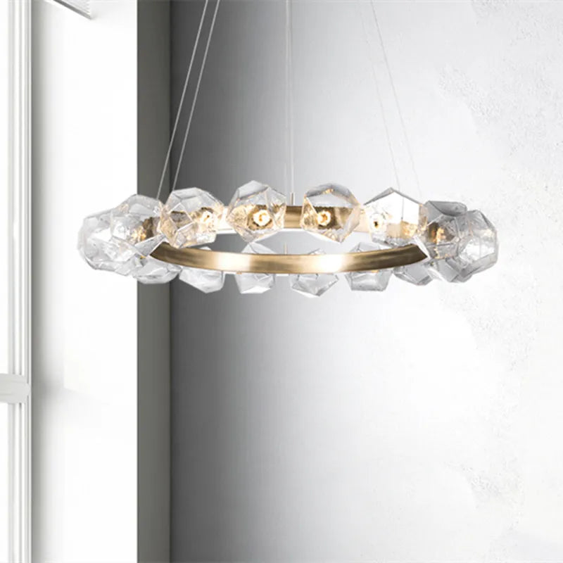 Afralia™ Round LED Glass Chandelier: Postmodern Art Designer Lighting for Home, Restaurant & Foyer