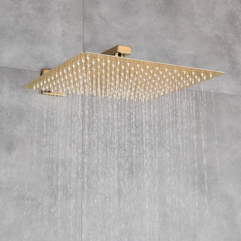Afralia™ Gold Rainfall Shower Head Massage System Wall Mounted Bath Mixer Tap