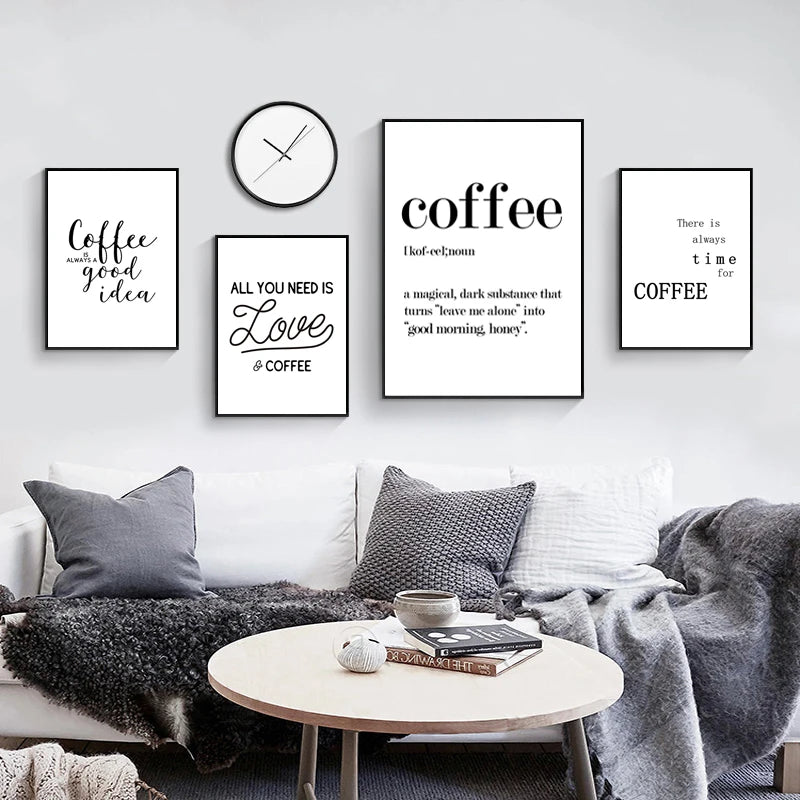 Afralia™ "Awakened Aromas" Canvas Print - Nordic Black & White Coffee Quotes