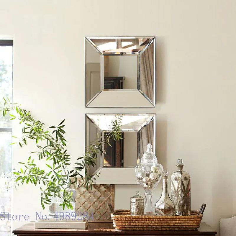 Afralia™ Square Wall Mirror Set for Living Room Decor and Home Accessories