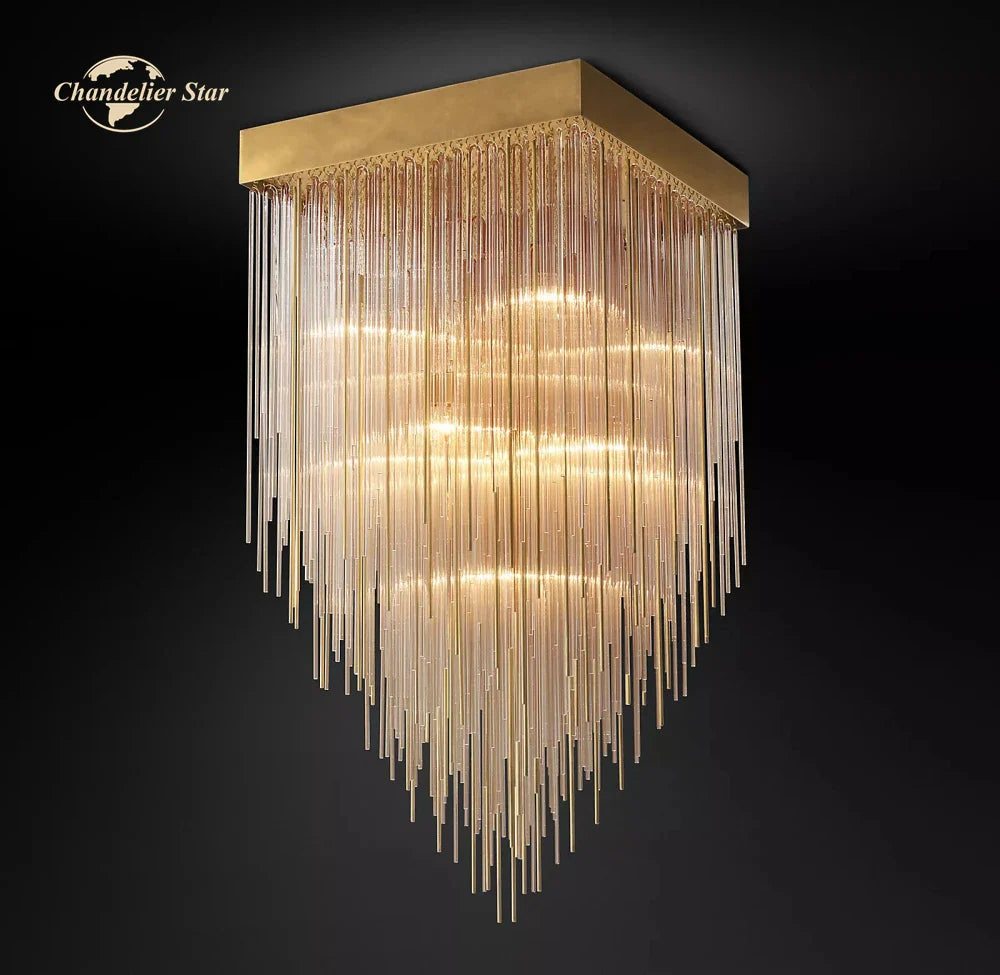 Afralia™ Cascada LED Glass Chandelier: Stylish Square Pendant Light for Home Decor
