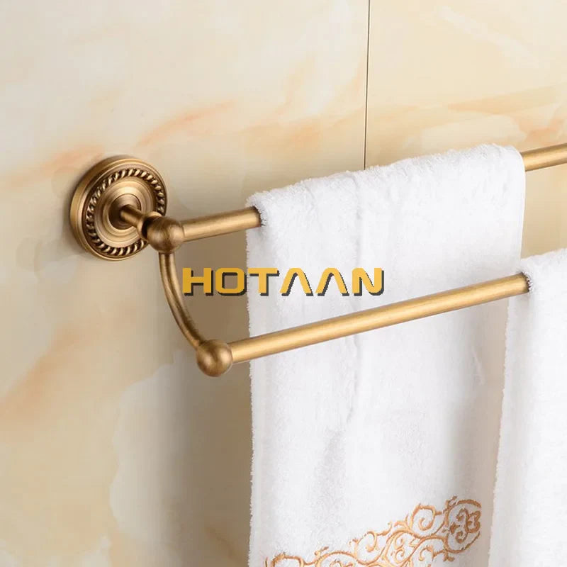 Afralia™ Brass Bathroom Set: Robe Hook, Paper Holder, Towel Bar, Soap Basket.