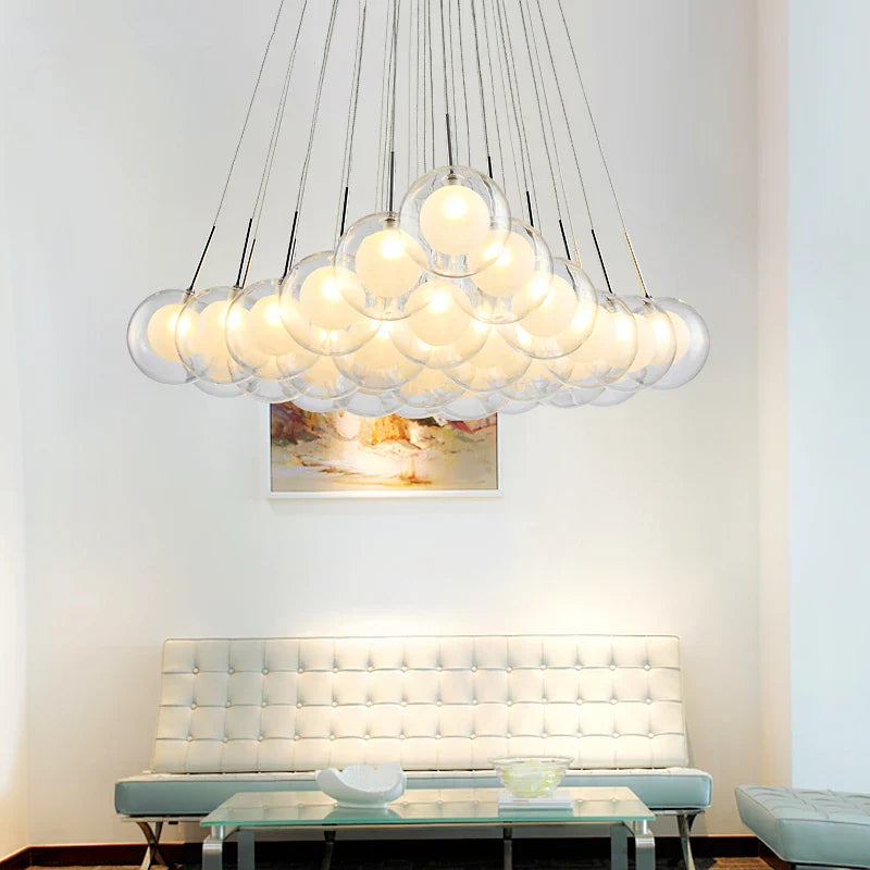 Afralia™ Modern Clear Glass Chandelier Bubble Glass Lights Nordic Style for Dining Room